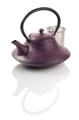 Stars and Mountain Purple Cast Iron Teapot